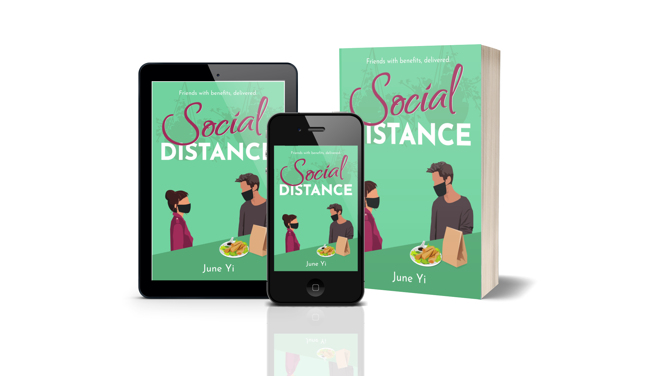 Book titled Social Distance on a green background